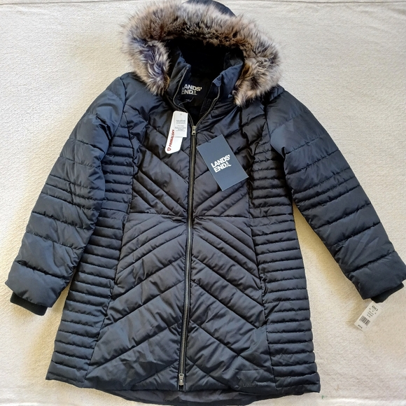 lands end ♡ insulated plush lined thermoplume coat - Picture 1 of 12
